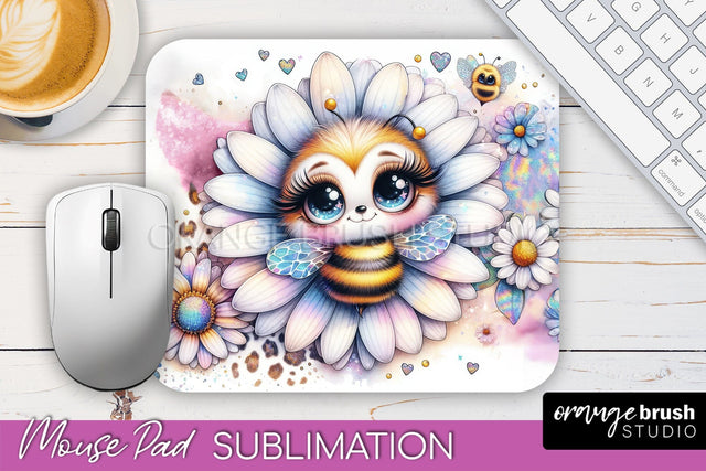 Cute Bee Mouse Pad, Inspirational Quote Sublimation Mousepad Sublimation OrangeBrushStudio 