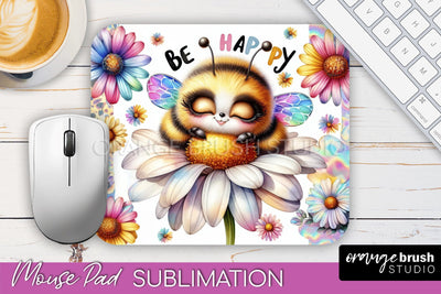 Cute Bee Mouse Pad, Inspirational Quote Sublimation Mousepad Sublimation OrangeBrushStudio 