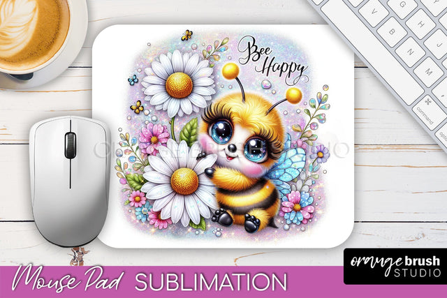 Cute Bee Mouse Pad, Inspirational Quote Sublimation Mousepad Sublimation OrangeBrushStudio 