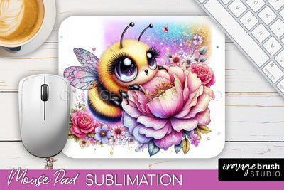 Cute Bee Mouse Pad, Inspirational Quote Sublimation Mousepad Sublimation OrangeBrushStudio 
