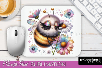 Cute Bee Mouse Pad, Inspirational Quote Sublimation Mousepad Sublimation OrangeBrushStudio 