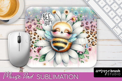 Cute Bee Mouse Pad, Inspirational Quote Sublimation Mousepad Sublimation OrangeBrushStudio 