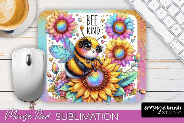 Cute Bee Mouse Pad, Inspirational Quote Sublimation Mousepad Sublimation OrangeBrushStudio 