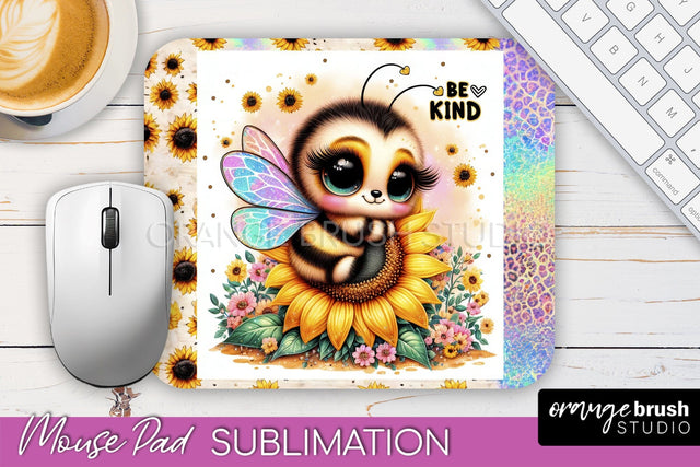 Cute Bee Mouse Pad, Inspirational Quote Sublimation Mousepad Sublimation OrangeBrushStudio 