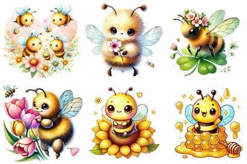 Cute Bee Spring Buzzing Garden Clipart Sublimation designartist 