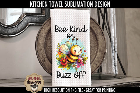 Cute Bees Sublimation Towel PNG Designs | Bee Kind Bee Brave Sublimation Ewe-N-Me Designs 