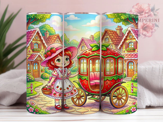 Cute Berry Strawberry Friends 20oz Tumbler, Pink Strawberry, Cartoon Character, Fruit Theme, Adorable Design, 20oz Tumbler Wrap, Sublimation PNG Sublimation Li Zamperini 