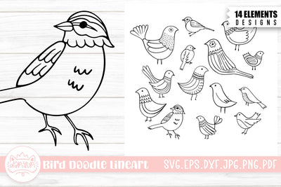 Cute Bird Doodle LineArt SVG Cut File | Birds SVG Bundle SVG dapiyupi store 