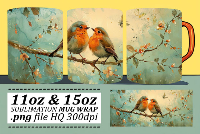 Cute Bird Mug Art – Sublimation Design for 11oz & 15oz Mugs Sublimation afrosvg 