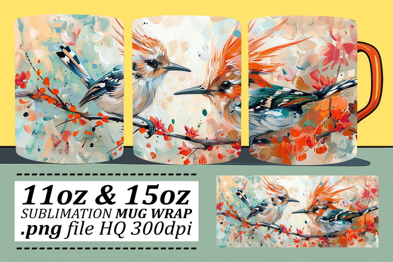 Cute Bird Print Mug Wrap – Sublimation for 11oz & 15oz Mugs Sublimation afrosvg 