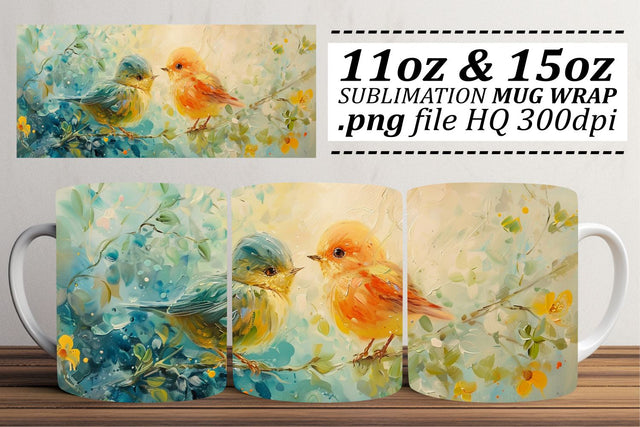 Cute Bird Sublimation Wrap – 11oz & 15oz Mug Design Sublimation afrosvg 