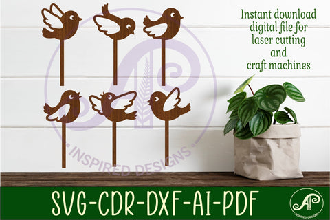 Cute birds cupcake topper SVG laser SVG APInspireddesigns 