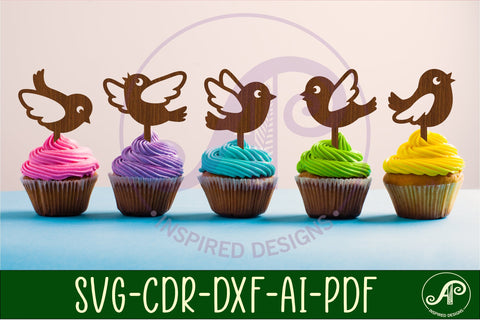 Cute birds cupcake topper SVG laser SVG APInspireddesigns 