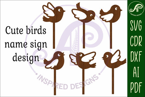 Cute birds cupcake topper SVG laser SVG APInspireddesigns 