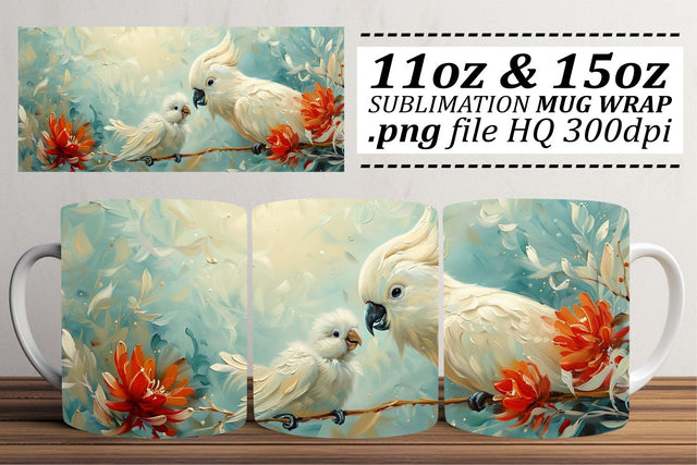 Cute Birds Mug Wrap – Sublimation Print for 11oz & 15oz Cups Sublimation afrosvg 