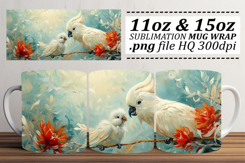 Cute Birds Mug Wrap – Sublimation Print for 11oz & 15oz Cups Sublimation afrosvg 