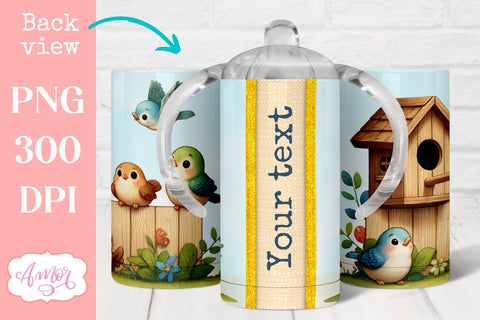 Cute birds sippy cup sublimation PNG | Kids tumbler template Sublimation Amorclipart 