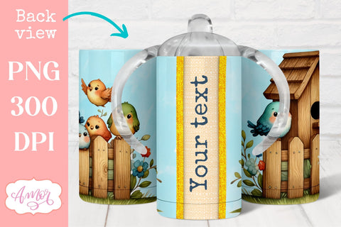 Cute birds sippy cup sublimation PNG | Kids tumbler template Sublimation Amorclipart 