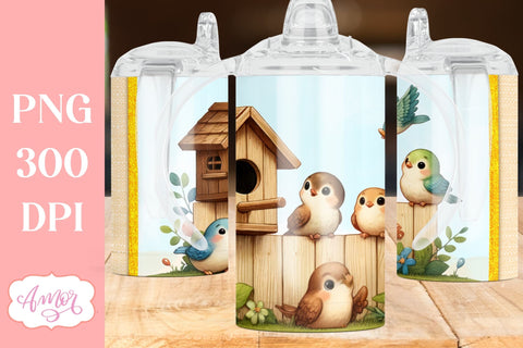 Cute birds sippy cup sublimation PNG | Kids tumbler template Sublimation Amorclipart 