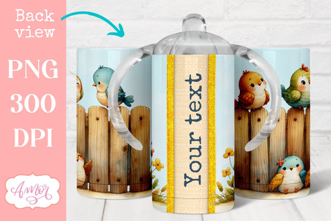 Cute birds sippy cup sublimation PNG | Kids tumbler template Sublimation Amorclipart 