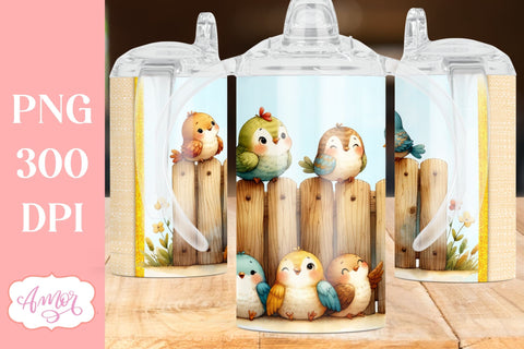 Cute birds sippy cup sublimation PNG | Kids tumbler template Sublimation Amorclipart 