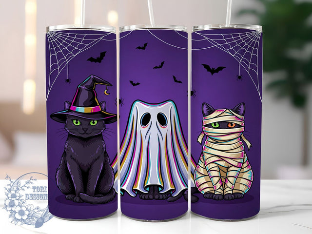Cute Black Cat Halloween 20oz Tumbler, Black Cat Tumbler, Cute Halloween Mug, Spooky Cat Cup, Whimsical Feline Drinkware, Festive Fall Humor, Playful Witchy Style, Rustic Halloween Pattern Sublimation ToriDesigns 