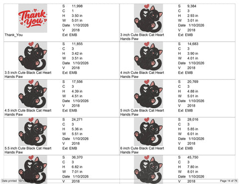 Cute Black Cat Heart Hands Embroidery Design – Cat Paw Machine Embroidery File, Kitty Love Design, Pet Lover Embroidery Embroidery/Applique DESIGNS PatternFeed8 