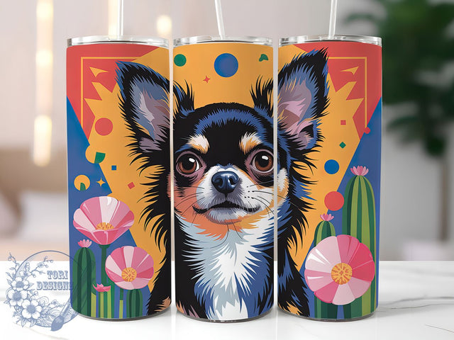 Cute Black Chihuahua Dog Tumbler, Dog Lover Wrap, 20Oz Skinny Tumbler, Pet Sublimation Design, Cute Puppy Tumbler, Small Dog Wrap, Chihuahua Lover Gift Sublimation ToriDesigns 