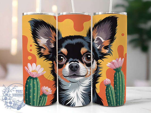 Cute Black Chihuahua Dog Tumbler, Dog Lover Wrap, 20Oz Skinny Tumbler, Pet Sublimation Design, Cute Puppy Tumbler, Small Dog Wrap, Chihuahua Lover Gift Sublimation ToriDesigns 