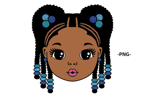 Cute Black Girl Head SVG with Beads and Afro Puffs | 4 Glitters| Braided Hairstyle Clipart for Cricut, Kids Shirt Design, Sublimation, PNG DXF Printable Art SVG 1uniqueminute 