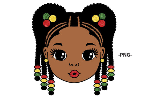 Cute Black Girl Head SVG with Beads and Afro Puffs | 4 Glitters| Braided Hairstyle Clipart for Cricut, Kids Shirt Design, Sublimation, PNG DXF Printable Art SVG 1uniqueminute 