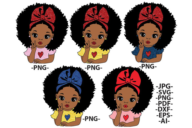 Cute Black Girl SVG with Afro and Peace Sign PNG DXF PDF EPS JPG AI Red Bow and Heart Shirt Clipart for Valentine’s Day and Cricut Crafts SVG 1uniqueminute 