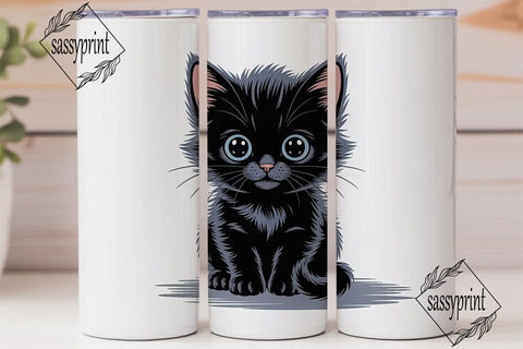 Cute Black Kitten 20oz Tumbler Design Sublimation sassyprint 