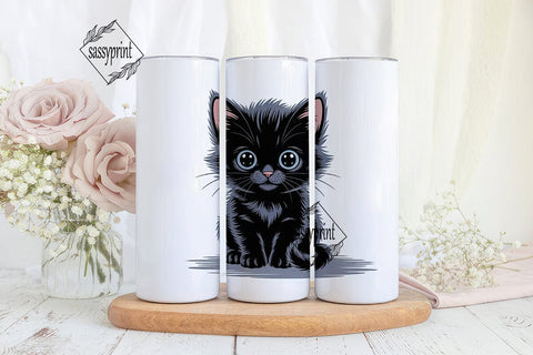 Cute Black Kitten 20oz Tumbler Design Sublimation sassyprint 
