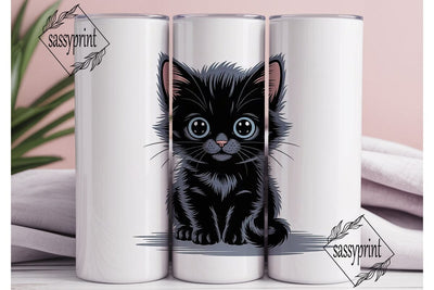 Cute Black Kitten 20oz Tumbler Design Sublimation sassyprint 
