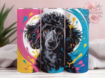 Cute Black Poodle Tumbler, Dog Lover, Cute Puppy, Whimsical Art, Playful Design, 20Oz Tumbler, Sublimation Wrap Sublimation Li Zamperini 