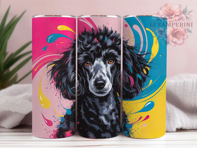 Cute Black Poodle Tumbler, Dog Lover, Cute Puppy, Whimsical Art, Playful Design, 20Oz Tumbler, Sublimation Wrap Sublimation Li Zamperini 