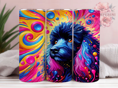 Cute Black Poodle Tumbler, Dog Lover, Cute Puppy, Whimsical Art, Playful Design, 20Oz Tumbler, Sublimation Wrap Sublimation Li Zamperini 