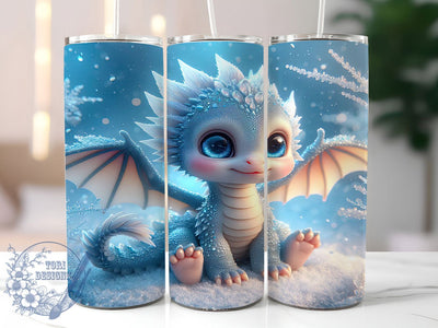 Cute Blue Fantasy Dragon Tumbler, Cute Tumbler, Fantasy Wrap, 20Oz Tumbler, Sublimation Design, Mythical Creature, Adorable Dragon Sublimation ToriDesigns 