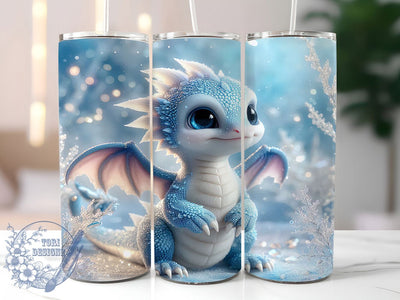 Cute Blue Fantasy Dragon Tumbler, Cute Tumbler, Fantasy Wrap, 20Oz Tumbler, Sublimation Design, Mythical Creature, Adorable Dragon Sublimation ToriDesigns 