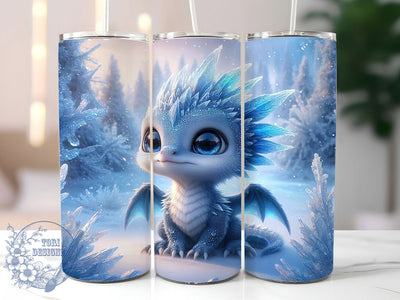 Cute Blue Fantasy Dragon Tumbler, Cute Tumbler, Fantasy Wrap, 20Oz Tumbler, Sublimation Design, Mythical Creature, Adorable Dragon Sublimation ToriDesigns 
