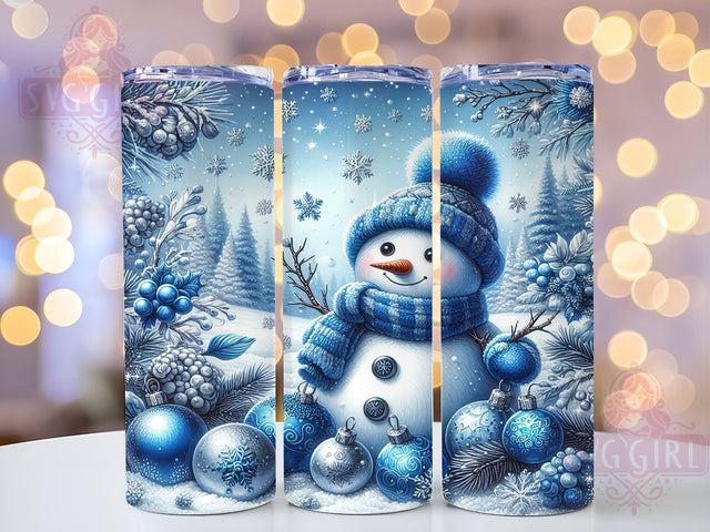 Cute Blue Snowman 20oz Tumbler Wrap Sublimation Design, Straight Tapered Tumbler Wrap, Christmas Snowman Tumbler Png, Instant Digital Download Sublimation SvggirlplusArt 