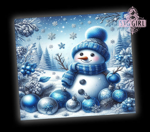 Cute Blue Snowman 20oz Tumbler Wrap Sublimation Design, Straight Tapered Tumbler Wrap, Christmas Snowman Tumbler Png, Instant Digital Download Sublimation SvggirlplusArt 
