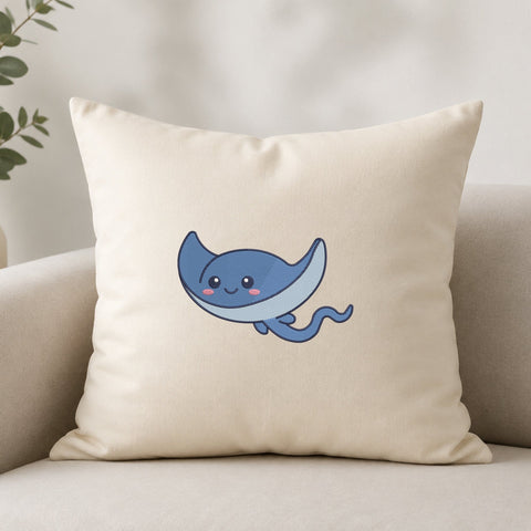 Cute Blue Stingray Embroidery Design – Kawaii Smiling Manta Ray Ocean Animal Machine Embroidery File Embroidery/Applique DESIGNS PatternFeed8 