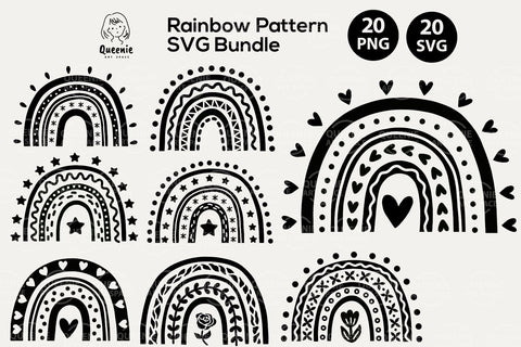 Cute Boho Rainbow Pattern SVG Graphic SVG Q-nie Art Space 