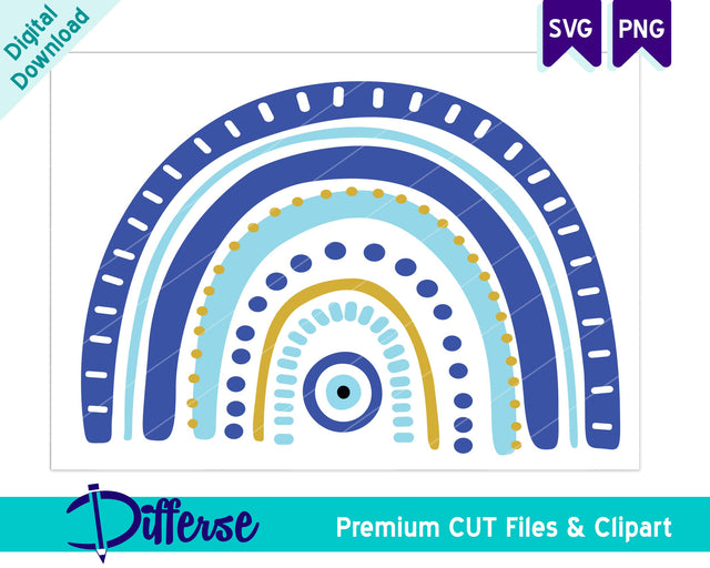 Cute Boho Rainbow With an Evil Eye SVG SVG Differse 