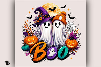 Cute Boo Halloween Ghost Clipart Sublimation SVGArt 