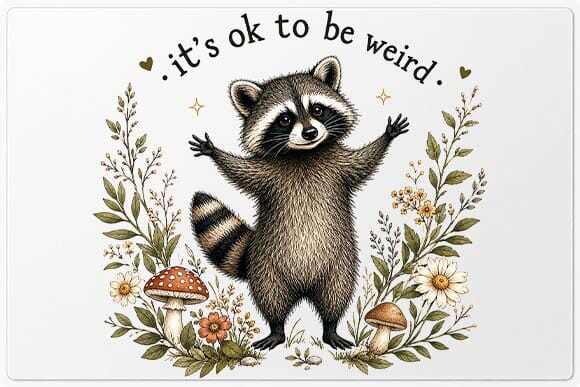 Cute Botanical Raccoon PNG | It's OK to Be Weird Digital Download SVG BillahCrafts 