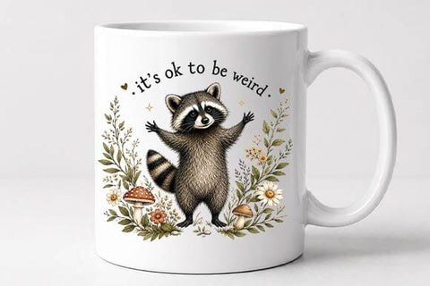 Cute Botanical Raccoon PNG | It's OK to Be Weird Digital Download SVG BillahCrafts 