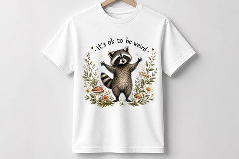 Cute Botanical Raccoon PNG | It's OK to Be Weird Digital Download SVG BillahCrafts 